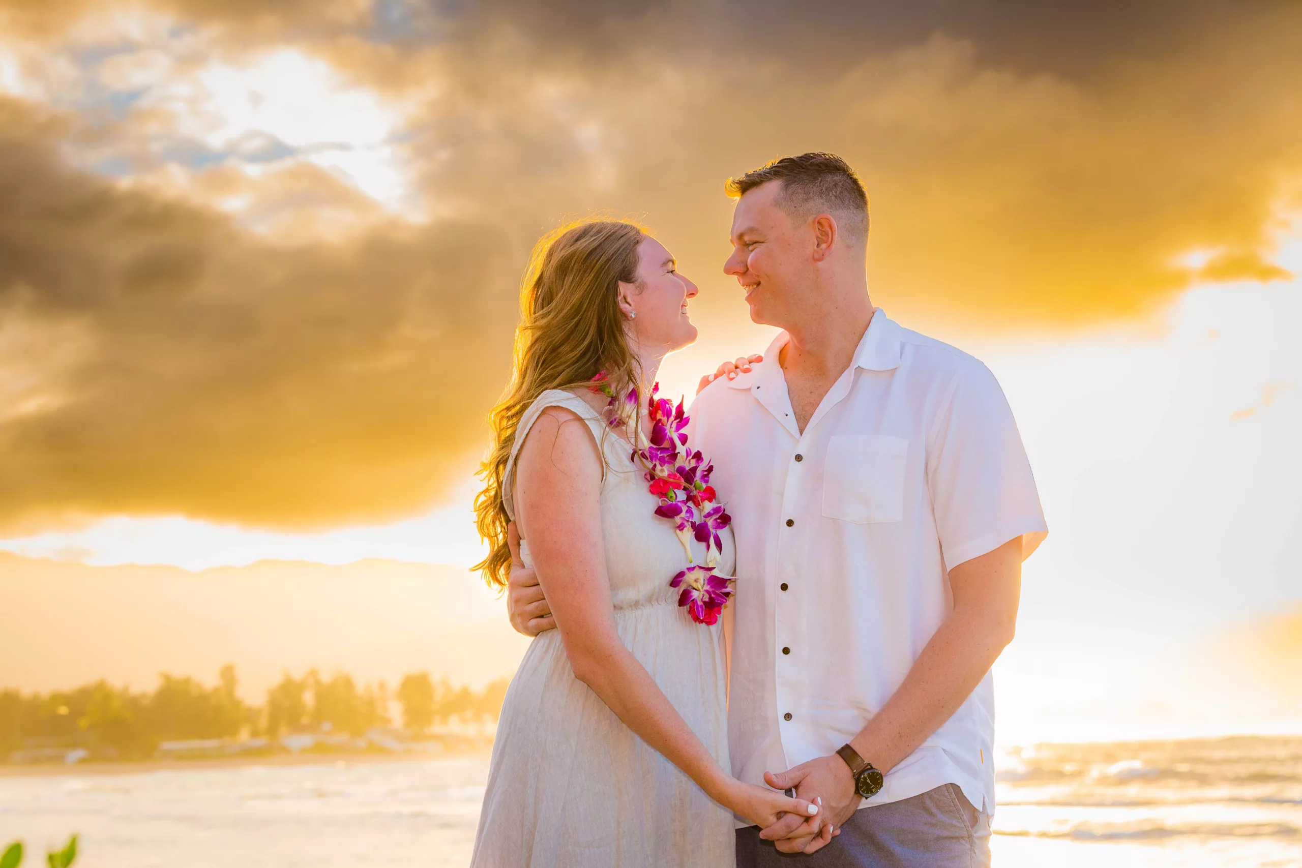 an image of a couple looking at each other for their proposal photoshoot captured by a north shore photographer